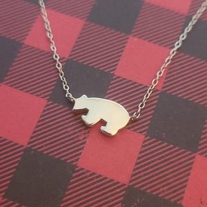 Sterling Silver Bear Necklace 16+2 inches long